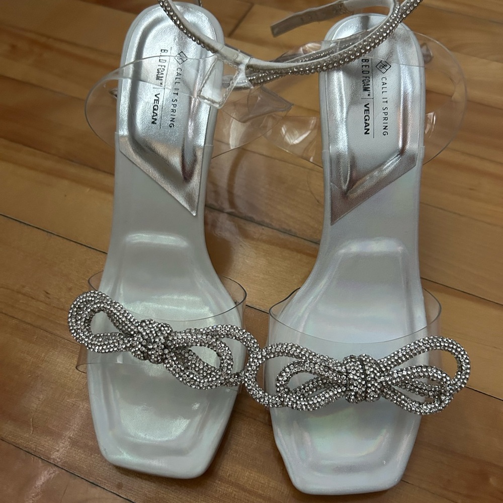 Strappy Heels with Crystal Bow